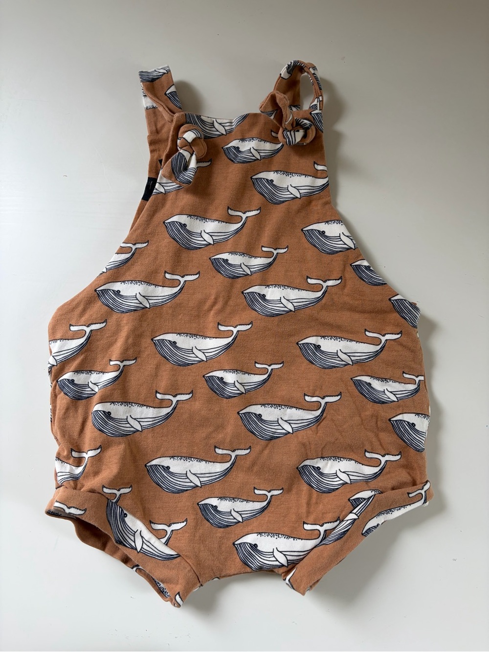 Whale Print Baby Romper in Rust